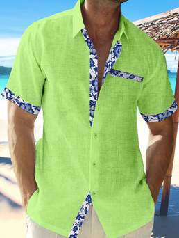 Chemise en lin à manches courtes pour homme - Collection Printemps Été 2024 - Livraison offerte