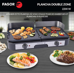 Plancha d'intérieur et d'extérieur double zone 2200 W de marque Fagor - Livraison Offerte