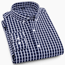 Chemise à carreaux et rayures pour homme à manches longues Oxford - Livraison offerte