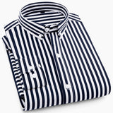 Chemise à carreaux et rayures pour homme à manches longues Oxford - Livraison offerte