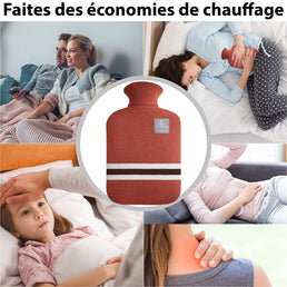 Bouillotte 2 litres en PVC avec housse tricotée - Large choix de coloris - Livraison Offerte